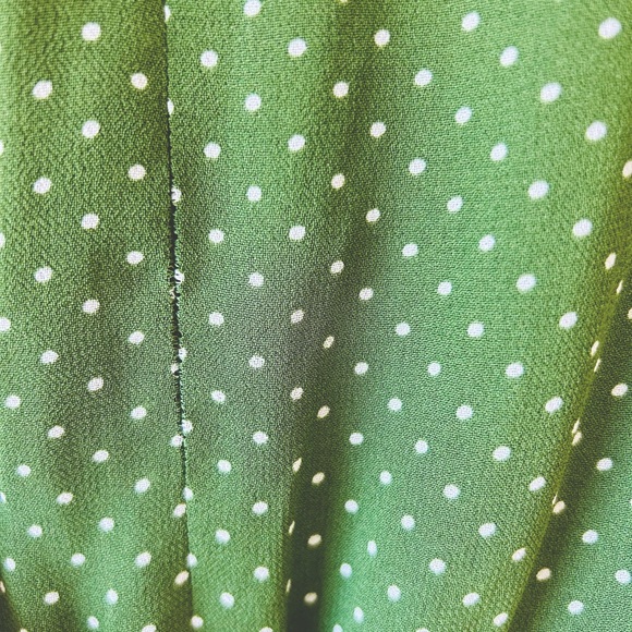 Reformation Hearth Long Sleeve Top Size 6 Peat (Green Polka Dot) - Picture 13 of 15